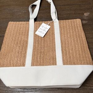 Show Me Your MuMu Sunseeker Tote Canvas and Straw Zip Closure New